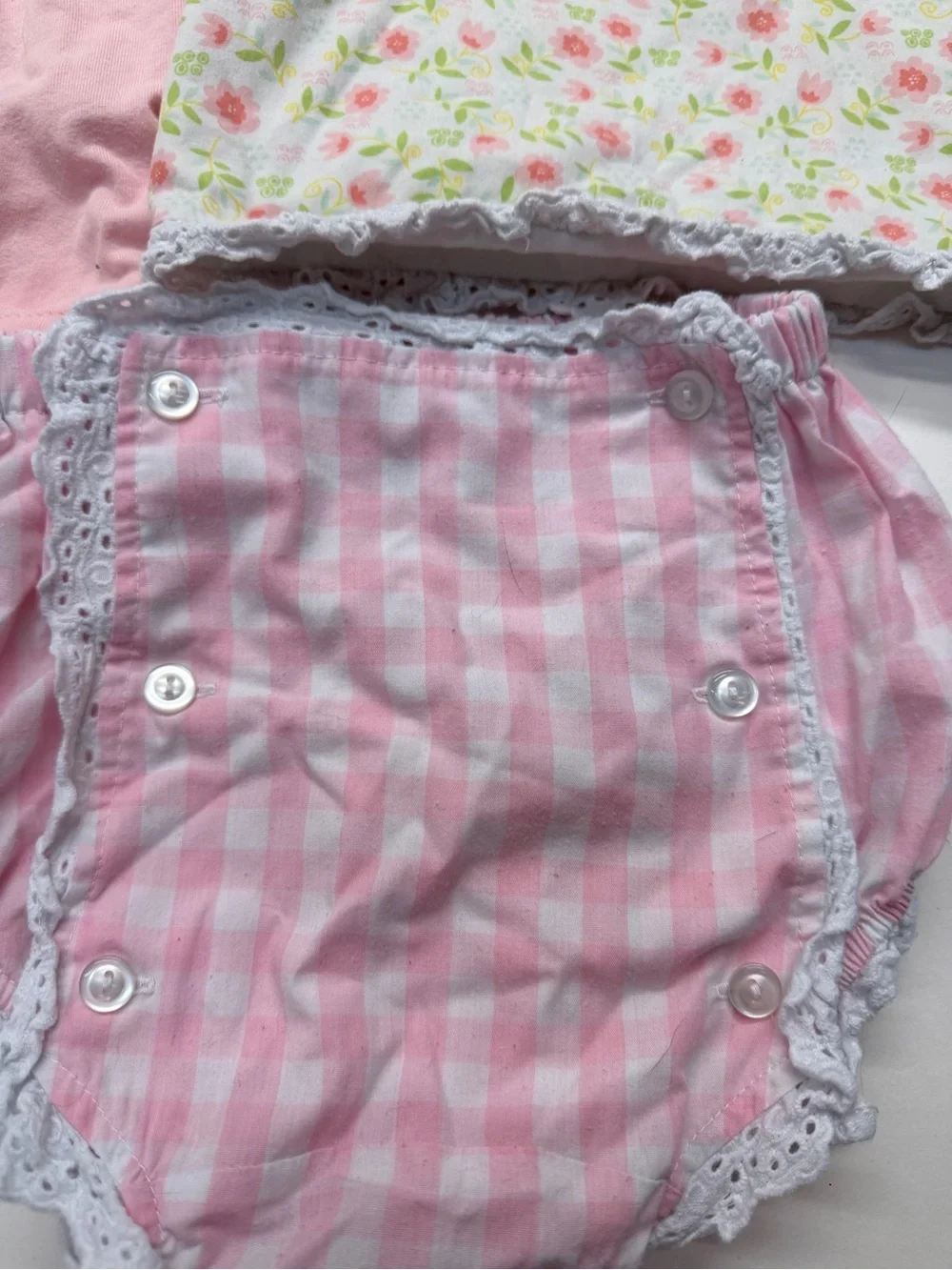 Shrimp N Grits James & Lottie Pink Tank Top and Gingham Bloomers Lace Trim Set